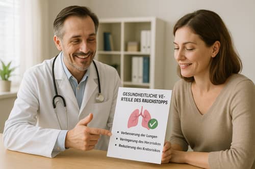 Gesundheitliche Vorteile eines Rauchstopps Arzt und Raucherin besprechen gesundheitliche Vorteile eines Rauchstopps